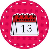 13th of December Line Filled Sticker Icon vector