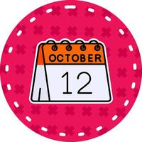 12th of October Line Filled Sticker Icon vector