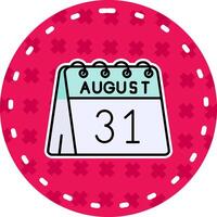 31st of August Line Filled Sticker Icon vector