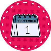 1st of September Line Filled Sticker Icon vector