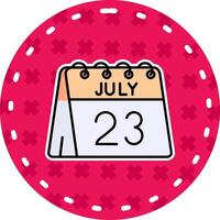 23rd of July Line Filled Sticker Icon vector