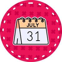 31st of July Line Filled Sticker Icon vector