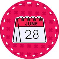 28th of June Line Filled Sticker Icon vector