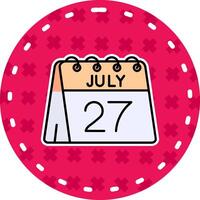 27th of July Line Filled Sticker Icon vector