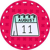 11th of August Line Filled Sticker Icon vector