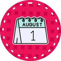 1st of August Line Filled Sticker Icon vector