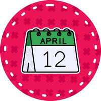 12th of April Line Filled Sticker Icon vector