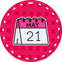 21st of May Line Filled Sticker Icon vector