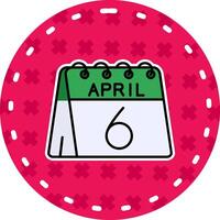 6th of April Line Filled Sticker Icon vector