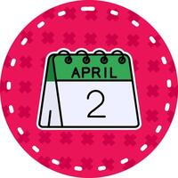 2nd of April Line Filled Sticker Icon vector