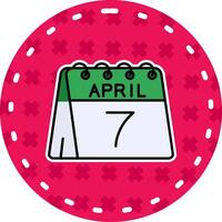 7th of April Line Filled Sticker Icon vector