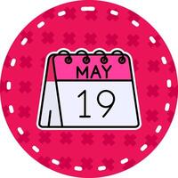 19th of May Line Filled Sticker Icon vector