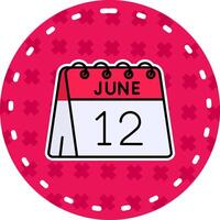 12th of June Line Filled Sticker Icon vector