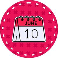 10th of June Line Filled Sticker Icon vector