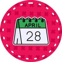 28th of April Line Filled Sticker Icon vector