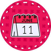 11th of June Line Filled Sticker Icon vector