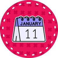 11 de enero línea lleno pegatina icono vector
