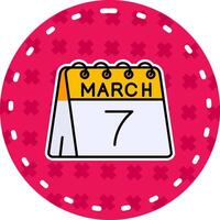 7th of March Line Filled Sticker Icon vector