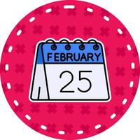 25th of February Line Filled Sticker Icon vector