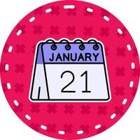 21st of January Line Filled Sticker Icon vector