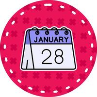 28th of January Line Filled Sticker Icon vector