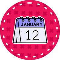 12th of January Line Filled Sticker Icon vector