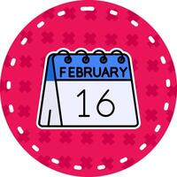 16th of February Line Filled Sticker Icon vector