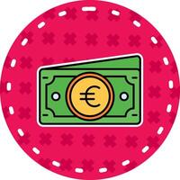 euro línea lleno pegatina icono vector