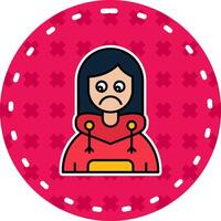 Sad Line Filled Sticker Icon vector