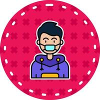 Face mask Line Filled Sticker Icon vector