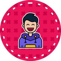 Happy Line Filled Sticker Icon vector