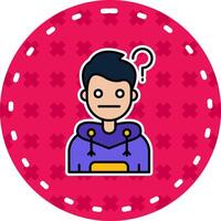 Thinking Line Filled Sticker Icon vector