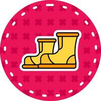 botas línea lleno pegatina icono vector