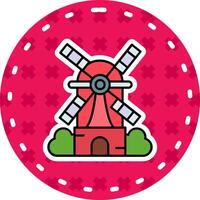 Windmill Line Filled Sticker Icon vector