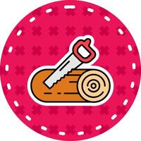 Sawing Line Filled Sticker Icon vector