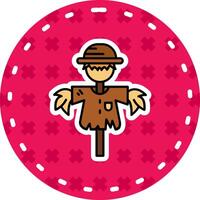 Scarecrow Line Filled Sticker Icon vector