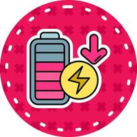 Low battery Line Filled Sticker Icon vector