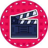 Clapperboard Line Filled Sticker Icon vector