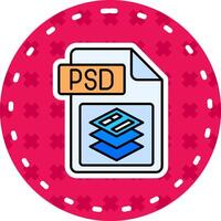 psd archivo formato línea lleno pegatina icono vector