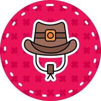 vaquero sombrero línea lleno pegatina icono vector