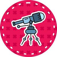 telescopio línea lleno pegatina icono vector