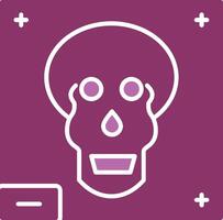 cráneo X - rayo glifo dos color icono vector