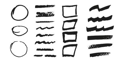 Brushes and elements for notes highlighting text. vector