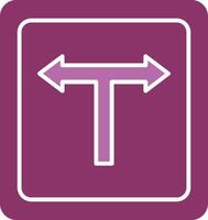 T Junction Glyph Two Colour Icon vector