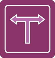 T Junction Glyph Two Colour Icon vector