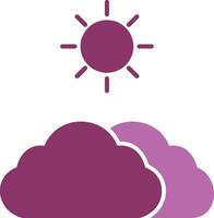 Clouds And Sun Glyph Two Colour Icon vector