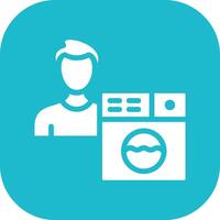 Man Doing Laundry Vector Icon