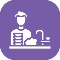 Man Washing Dishes Vector Icon