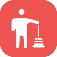 Man Sweeping Floor Vector Icon