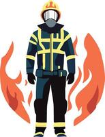 Firefighter on duty in uniform- vector